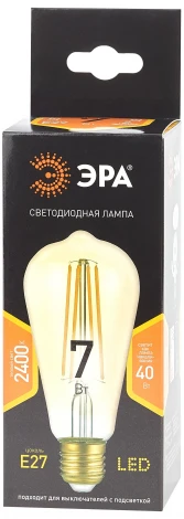 Лампочка светодиодная филаментная E27 7W ЭРА F-LED ST64-7W-824-E27 gold