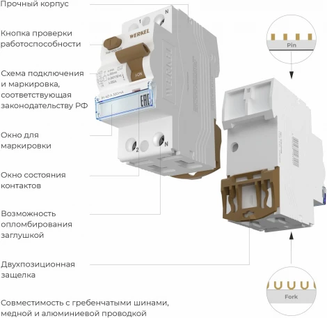 Устройство защитного отключения 1P+N 40 А 300 mA AC 6 kA Werkel W912P404 (a065618)