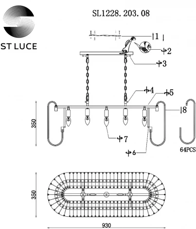 Подвесная люстра ST Luce Grosseto SL1228.203.08 (220V, на цепи)