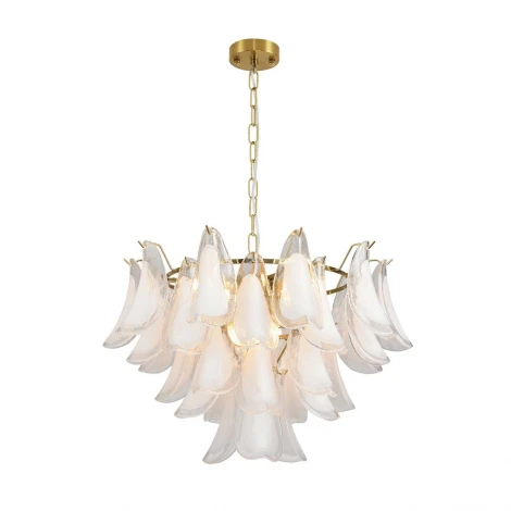 Подвесная люстра Lumion Plume 8385/9 золото/белый, металл/стекло E14 9*40W 220V