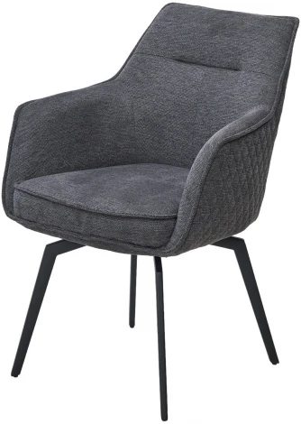 Стул RENLY 180 град. поворот. Brego-16 Темно-серый, ткань / Черный, ®DISAUR