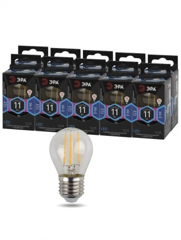 Лампочка светодиодная филаментная E27 11W ЭРА F-LED P45-11w-840-E27