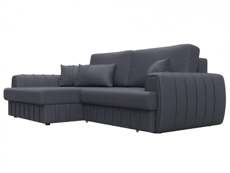 Диван угловой Лига-057 НПБ угол левый (ЛДСП,Брус,Фанера/Пластик/Экокожа/Серый) Лига Диванов 130035L