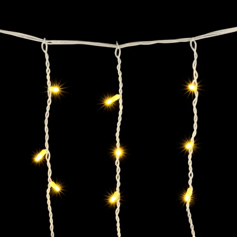 Гирлянда Бахрома 3,2 x 0,9 м Тепло-Белая 220В, 168 LED, Провод Белый Каучук, IP65
