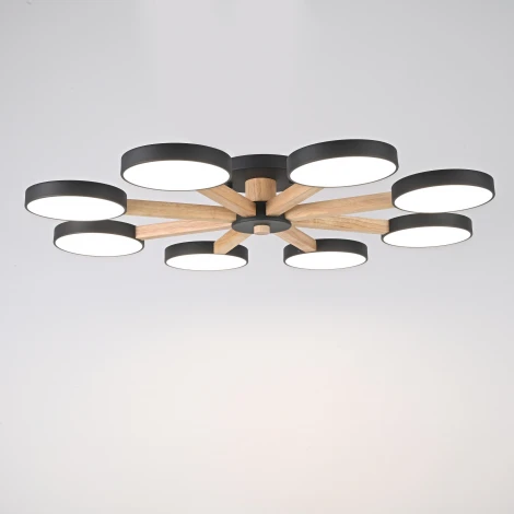 Потолочная люстра Wi-Fi на штанге Turna 8 Black By ImperiumLoft Turna01 (LED, 220V, голосовое управление, умный дом - Алиса)