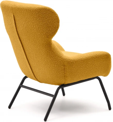 Belina Кресло из горчичной ткани букле и стали с черной отделкой La Forma (ex Julia Grup) арт.178034