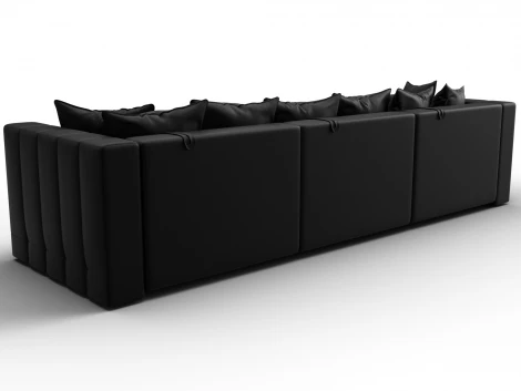 Диван прямой Лига-052 НПБ Лонг (ЛДСП,Брус,Фанера/Пластик/Экокожа/Черный) Лига Диванов 129908