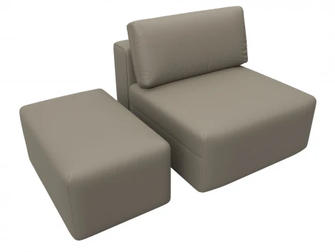 Модули диван и пуф Лига-060 НПБ (ЛДСП,Брус,Фанера/Пластик/Экокожа/Бежевый) Лига Диванов 130084