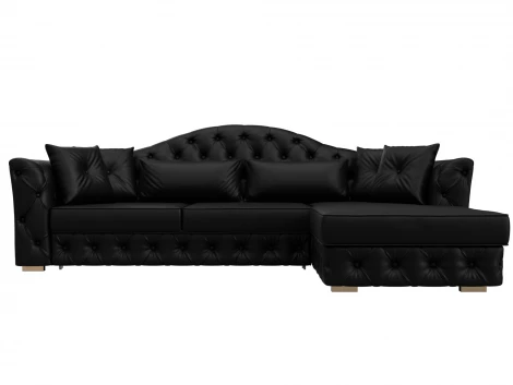 Диван угловой Артис правый угол (Брус,Рейка/Пластик/Экокожа/Черный) Лига Диванов 128032