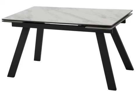 Стол МОРИС-2 140 цвет БЕЛЫЙ МРАМОР АКТИВНЫЙ, керамика / Черный каркас M-City 64593