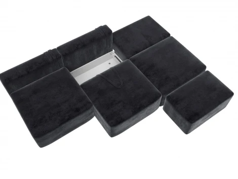 Диван прямой модульный с пуфом Лига-060 НПБ Лонг (ЛДСП,Брус,Фанера/Пластик/Велюр/Темно-серый) Лига Диванов 129478