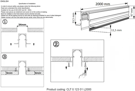Шинопровод магнитный накладной Crystal Lux SPACE CLT 0.123 01 L2000 WH