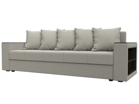 Диван прямой Дубай Лайт полки справа (ДСП,ЛДСП/Пластик/Рогожка/Бежевый) Лига Диванов 132280