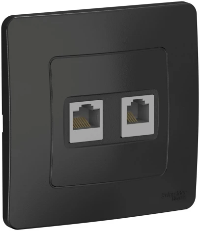 Розетка встраиваемая телефонная RJ-11 + Ethernet RJ-45 (антрацит) Systeme Electric Blanca BLNIS045116