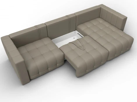 Диван угловой Лига-052 НПБ Лонг угол универсальный (ЛДСП,Брус,Фанера/Пластик/Экокожа/Бежевый) Лига Диванов 129914