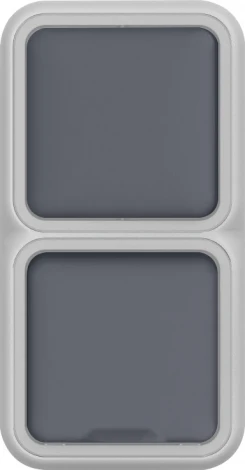 Двойной блок накладной, розетка с защитной крышкой+переключатель 1-клавишный, цвет серый IP55 Donel W55 DIP20640