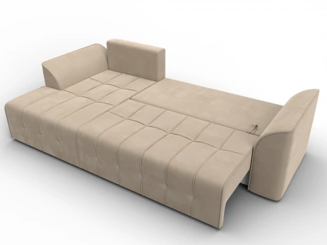 Диван угловой Лига-113 угол левый (ДСП,Велюр/Бежевый) Лига Диванов 136721L