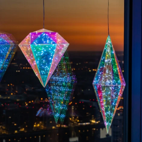 Светильник декоративный «Брильянт», на батарейках 3AA (не в/к). 100 светодиодов цвет корпуса радужный Uniel ULD-R506 3АА DIAMOND