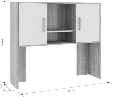 Лайт-2 Надстройка стола компьютерного 1200 Mebelson (ЛДСП/Дуб крафт золотой,Белый) арт.NKL02S1.2.2725