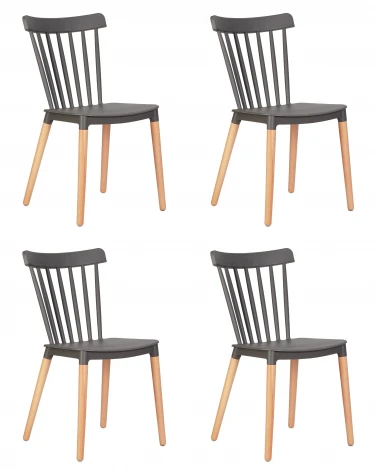 Набор 4 шт стул обеденный DOBRIN THEO (ножки светлый бук, цвет темно-серый (GR-04))