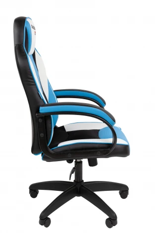 Кресло Chairman game 17 Россия экокожа черный/голубой/белый 7213492