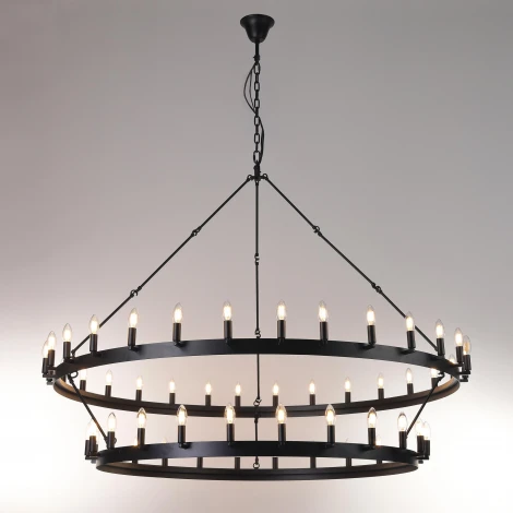 Подвесная большая люстра ярусная Citilux Смитсон CL470254 (220V, на цепи, свеча, круглые, под старину, кольцо)