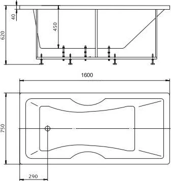 Акриловая ванна Акватек Феникс 160 слив слева, с фронтальным экраном