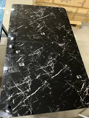 Стеклянный стол M-City АРУБА 140 ЧЕРНЫЙ МРАМОР, стекло / черный каркас