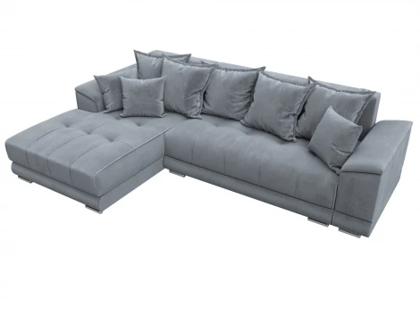 Диван угловой НордСтар левый угол (ДСП,Брус/Пластик/Велюр/Серый) Лига Диванов 127942L