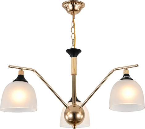 Подвесная люстра Escada Actinidia 2123/3P 3x40Вт E27, металл/стекло, черный/дерево, белый матовый плафон (220V, на цепи)