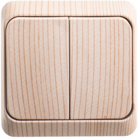 Выключатель накладной двухклавишный (сосна) Systeme Electric BA10-002D