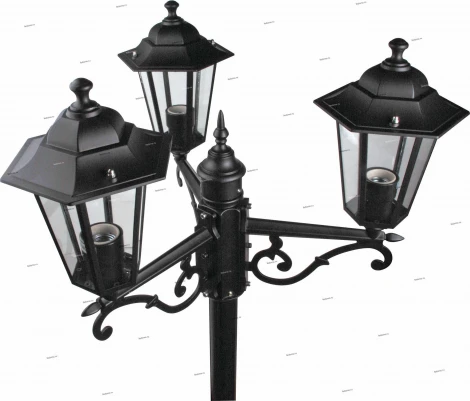 Столб уличный Horoz Erguvan, 3 плафона, черный с прозрачным