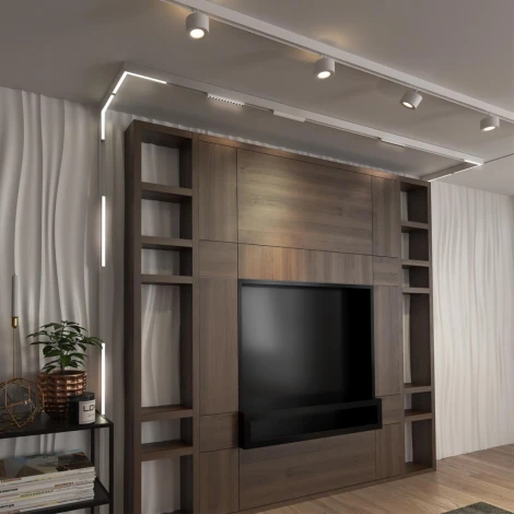 Трековый угловой светильник низковольтный диммируемый Novotech Flum 359503 SHINO белый LED 24W 48V 3000-6500K