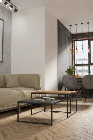 Стол журнальный Инсайд черный мрамор/черный от фабрики Mebelik