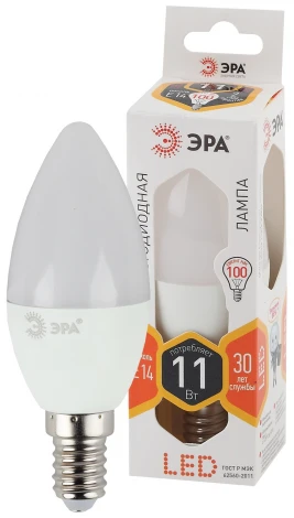 Лампочка светодиодная E14 11W ЭРА LED B35-11W-827-E14