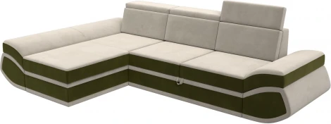 Диван угловой Лига-032 левый угол (Бежевый,Зеленый/Микровельвет) Лига Диванов арт.121649L