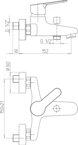 Смеситель Paini Unika 59CR111LMKM для ванны с душем