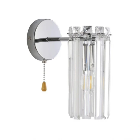 Бра с хрустальными подвесками и выключателем Lumion Favla 8348/1W хром/прозрачный, металл/хрусталь E14 1*40W 220V