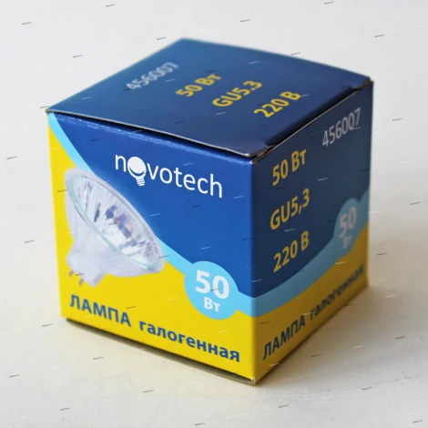 Лампочка галогенная GU5.3 50W 220V 1500 lm 2700K желтое теплое свечение Novotech 456007