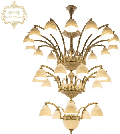 Подвесная большая люстра Art Classic 31.21 31.2111P.5+10+15.420.3d.GW.P1.D.Angel (220V, на цепи)