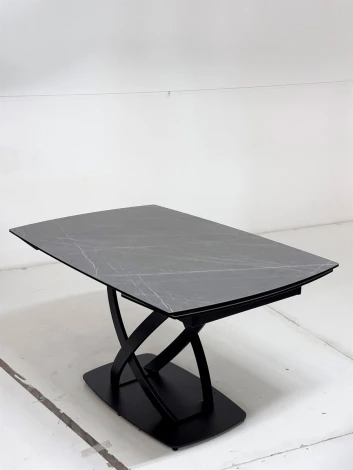Стол FOGGIA 140 KL-136 Серый мрамор матовый, итальянская керамика/ черный каркас М-City