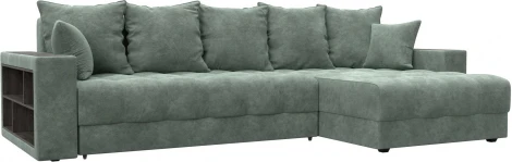Диван угловой с декором и полкой Лига-050 НПБ Лига Диванов (Велюр) арт.128599