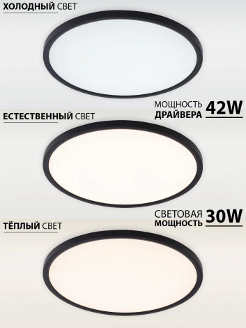 Потолочный светильник круглый светодиодный 30W, черный Natali Kovaltseva Plain LED LAMPS 81114/4C (220V, круглые)