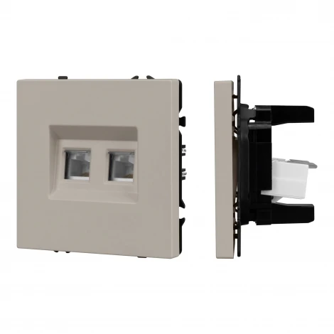 Механизм сдвоенной компьютерной розетки SCT-NOBE-MPC2-SFPL-CA (RJ-45, CAT6) (Arlight, Кашемир) 059450