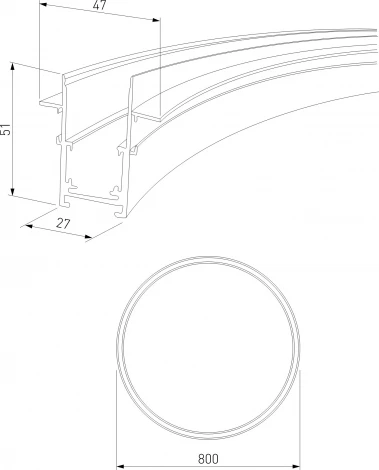 Встраиваемый радиусный шинопровод магнитный Elektrostandard Slim Magnetic 85158/00 черный ⌀ 800мм (48V)