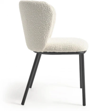 Стул Ciselia из белой ткани букле и черного металла La Forma (ex Julia Grup) арт.108355