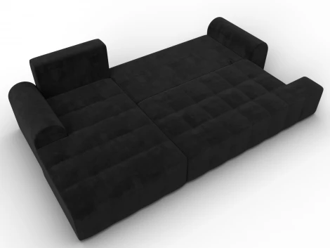 Диван угловой Лига-080 угол левый (ДСП/Пластик/Велюр/Черный) Лига Диванов 134750L