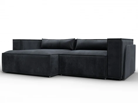 Диван угловой Лига-061 угол левый (ДСП,Брус,Фанера,Велюр/Темно-серый) Лига Диванов 131153L