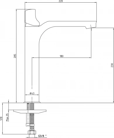 Смеситель E.C.A. Myra 102108984HEX для раковины