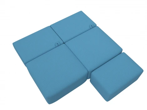 Диван прямой модульный с пуфом Лига-060 НПБ (ЛДСП,Брус,Фанера/Пластик/Рогожка/Голубой) Лига Диванов 129677